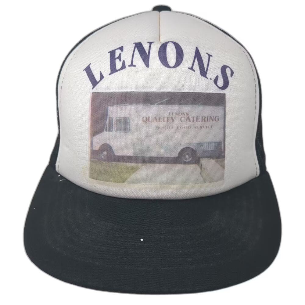 Xpres Caps Lenons Catering Mobile Food Service Mesh Trucker Hat Black White Os